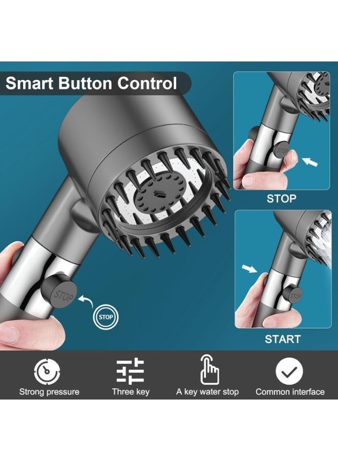 Eworld Handheld Filtered Massage Shower Head, Enjoy High Pressure, Impurity Removal, Hair Fall Prevention, and 3 Soothing Spray Modes. - Image 5